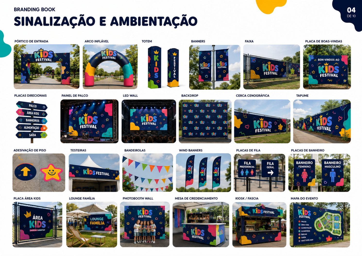 Kids Festival branding book signage page