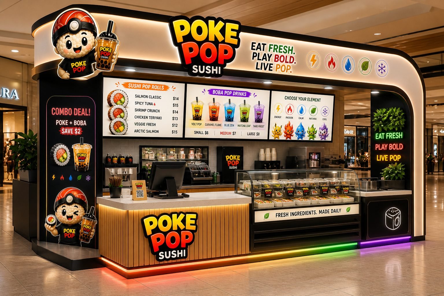 Poke Pop Sushi kiosk concept
