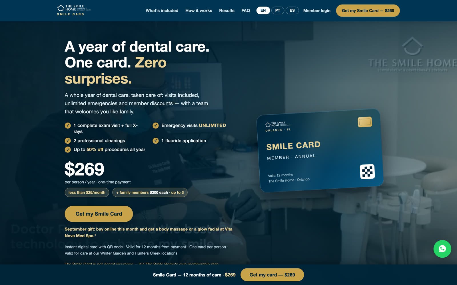 Smile Card sales page