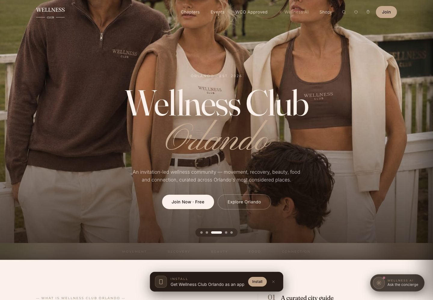 Wellness Club Orlando website